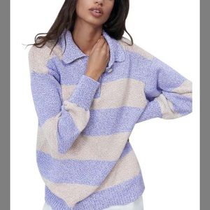 Zara oversized polo striped sweater